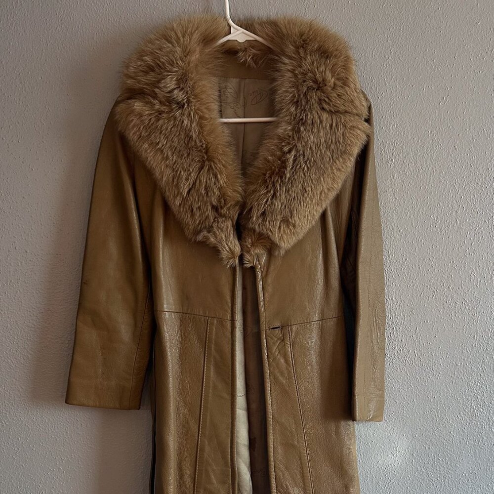 Peter Caruso fur-trimmed leather jacket